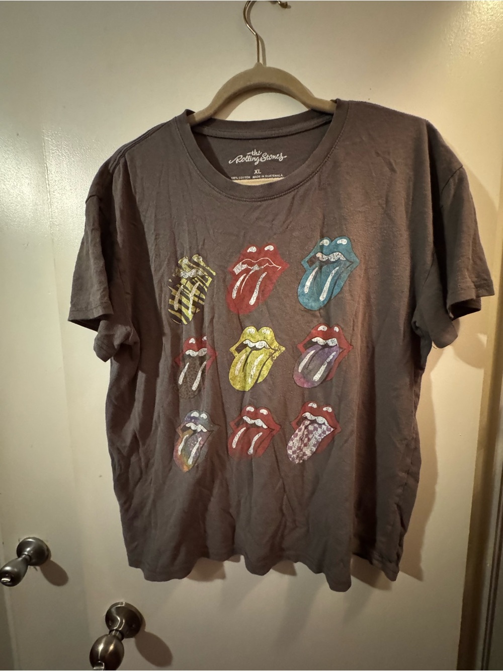 the Rolling Stones Dark Gray Logo Crewneck Tee